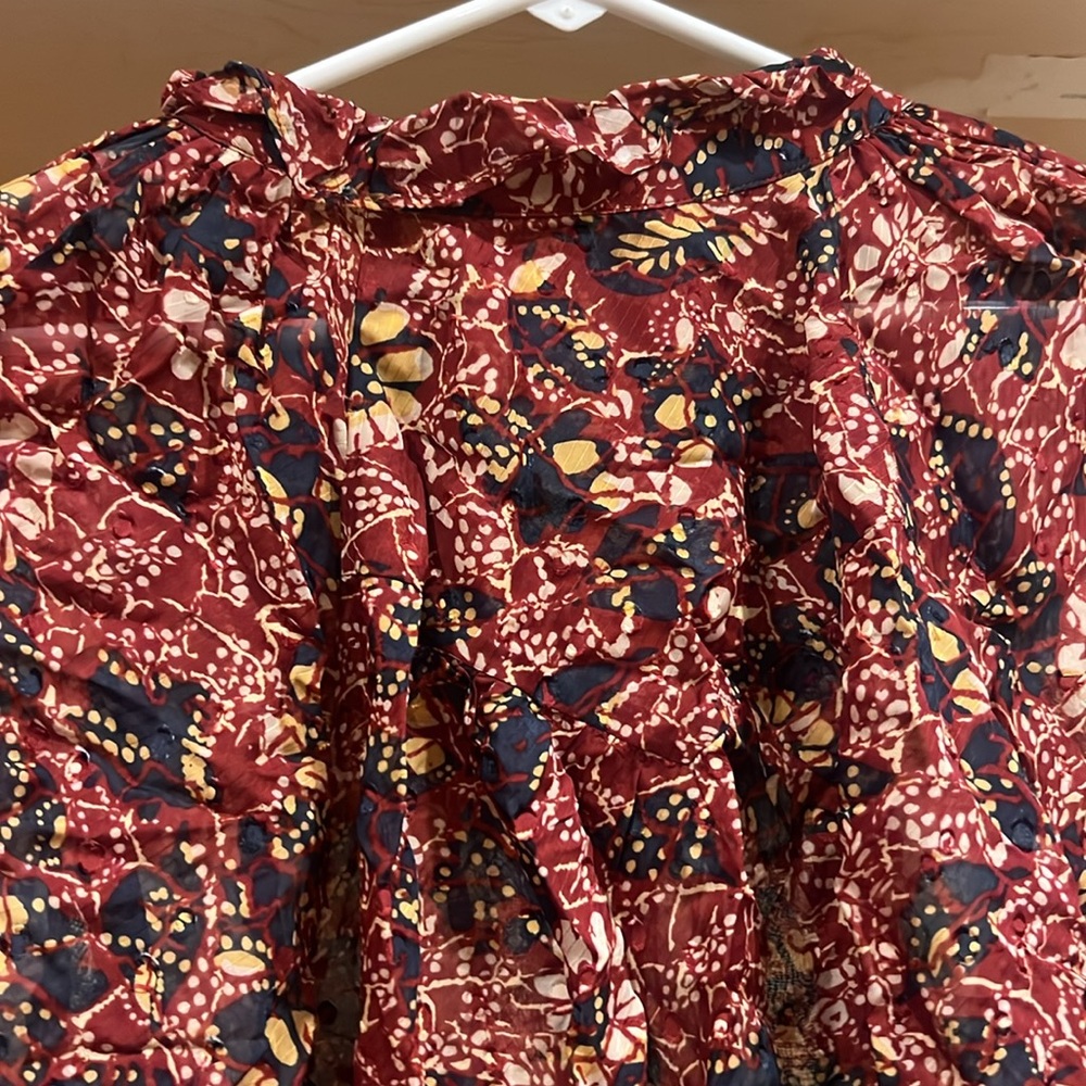 Bash Pullover Top With Burgundy Base. Small Flowe… - image 6